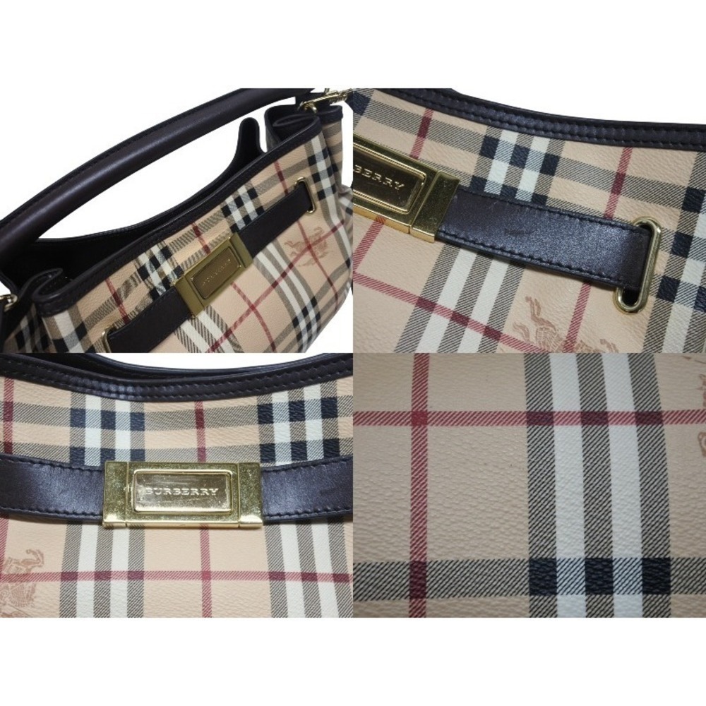 BURBERRY Nova Check Handbag Beige Tan Brown Leather Shoulder Bag - Picture 5 of 8